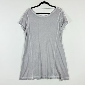 Blanc Noir Washed Grey Open Back Short Sleeve Tunic Shirt Top Women's Sz‎ Large